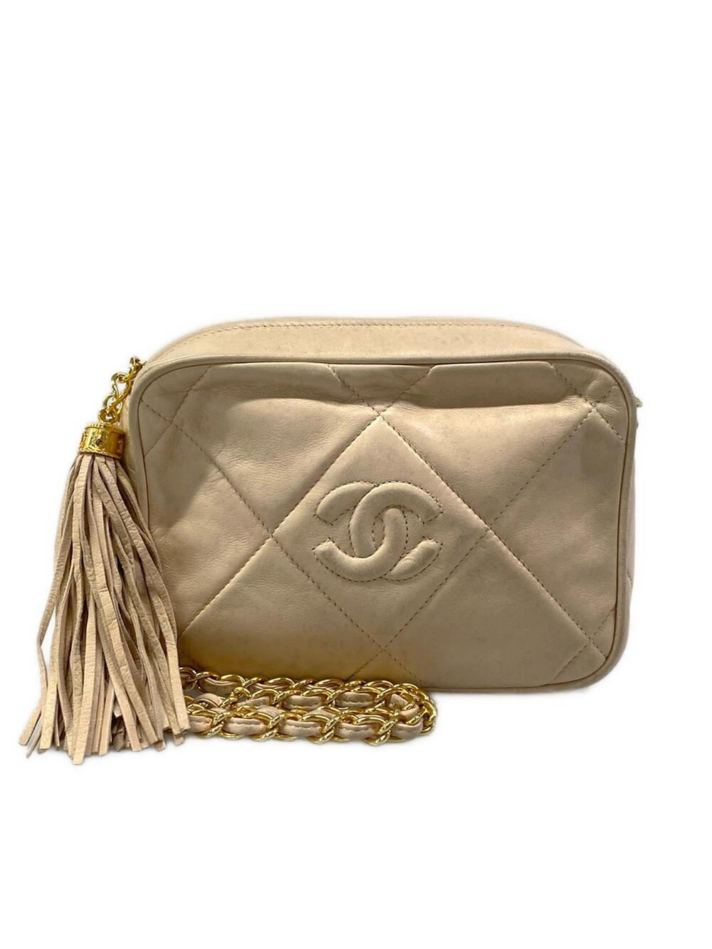 Chanel Beige Lambskin Shoulder Bag #305479C13B